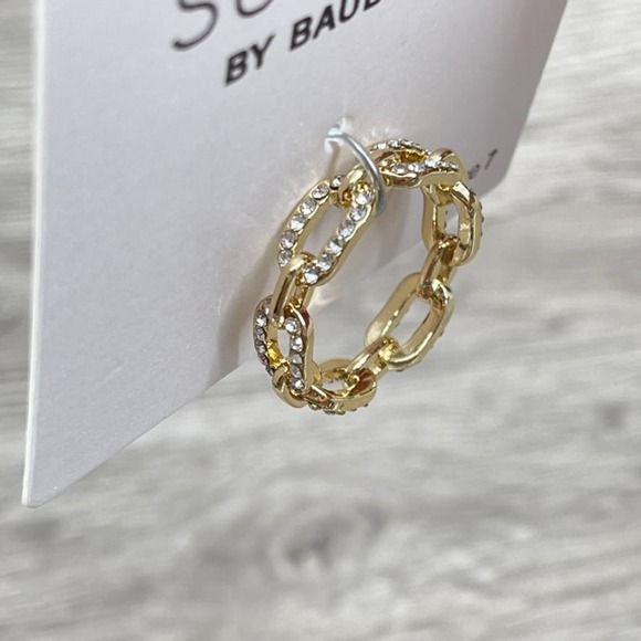 NWT - BAUBLEBAR Crystal Link Chain Ring in Gold Sugarfix - Size 7 - Picture 3 of 6